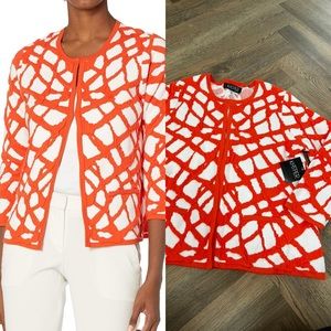 Kasper Orange Grid Cardigan NWT